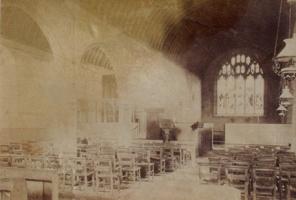 Early photo of church interior