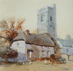 Gouache painting, by J. B. King, of St. Marys Church