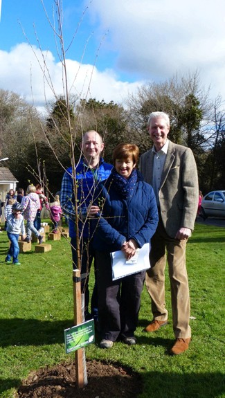 Alex Whish, Liz Hitchins, Chris Davey at tree planting ceremony